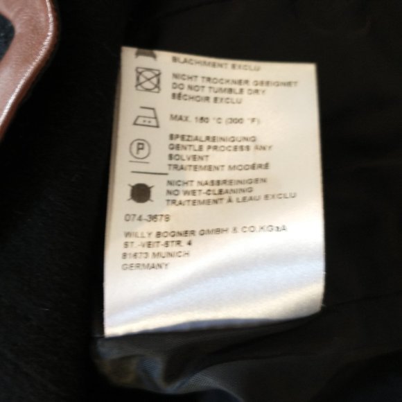 Bogner Black Angora Blend Military Style Blazer with Leather Trim - Size 6 - Picture 6 of 6